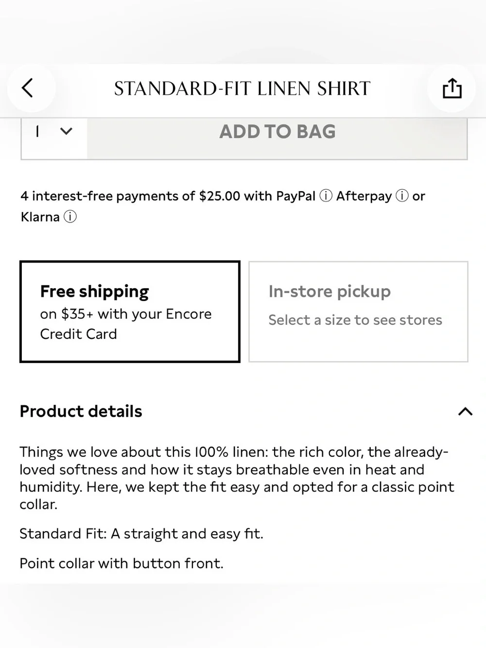 NWT Banana Republic 100% Linen Standard Fit Button Down shirt size S